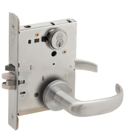 Schlage Grade 1 Institution Mortise Lock, Schlage FSIC With Core, S123 Keyway, 17 Lever, A Rose, Satin Chrom L9082R 17A 626